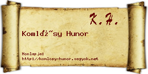 Komlósy Hunor névjegykártya